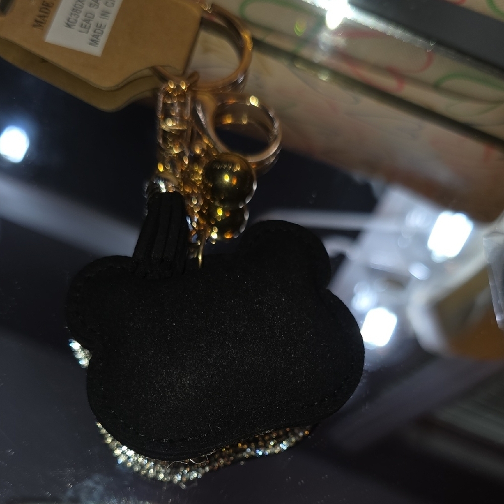 Sparkly Rhinestone Bear Keychain with Gold Hardware - Picture 4 of 4